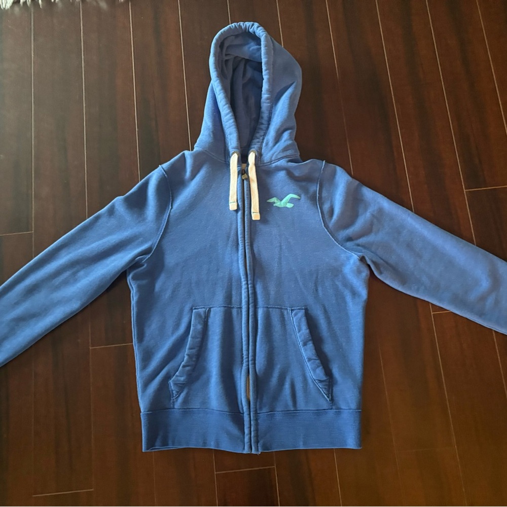 Men’s Hollister Blue Full Zip Hoodie - Size Large - Like NEW! - Picture 3 of 9